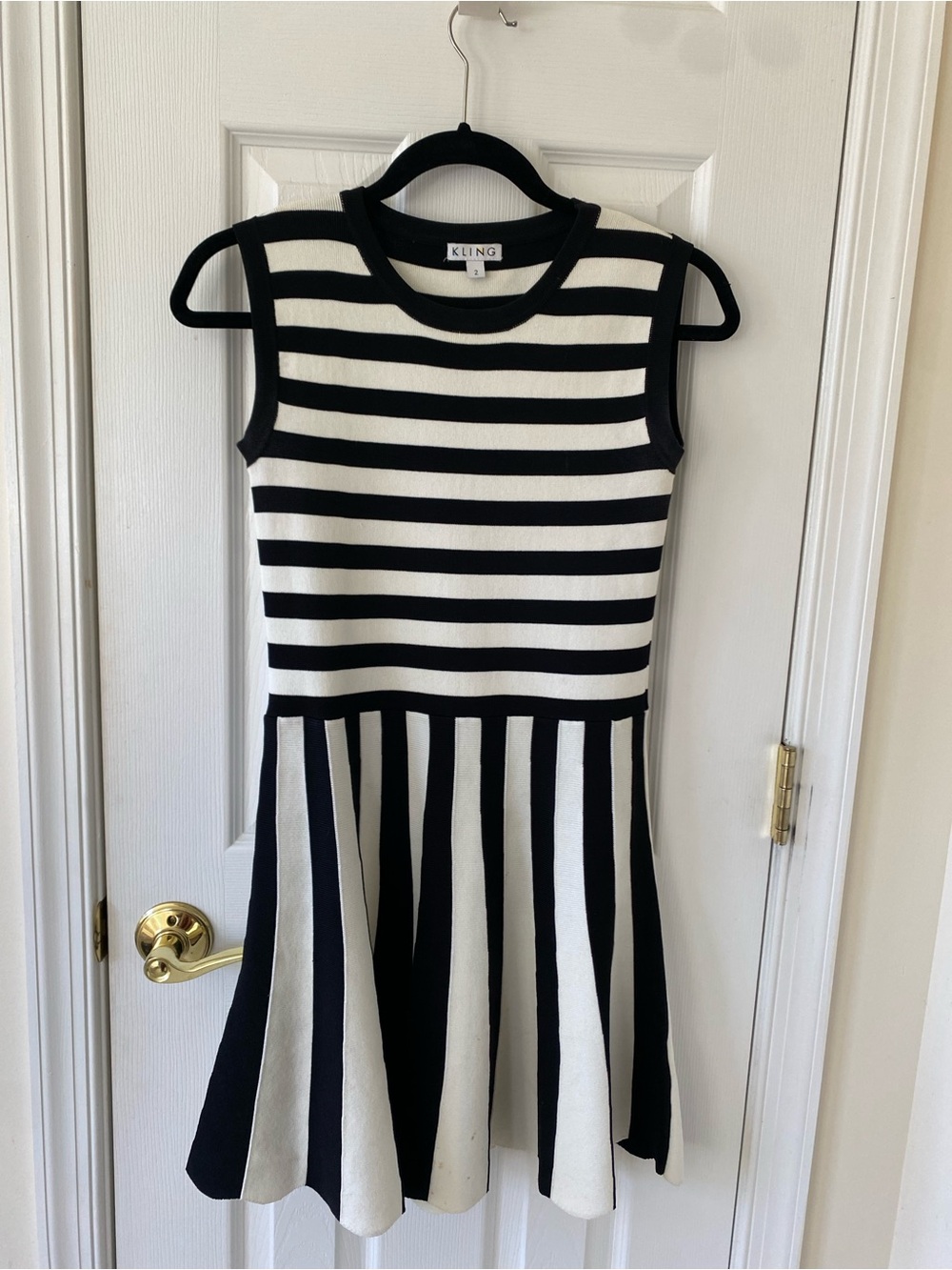 Kling Black and White Striped Knit Dress
